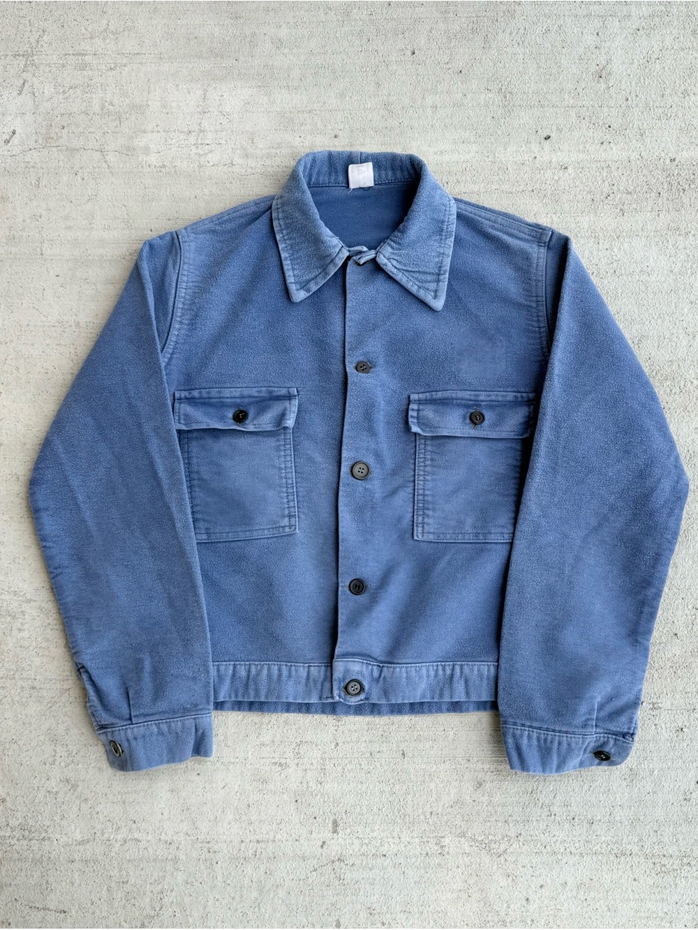 Vintage 70s 80s Italian Moleskin Boxy Cropped Chore Jacket French